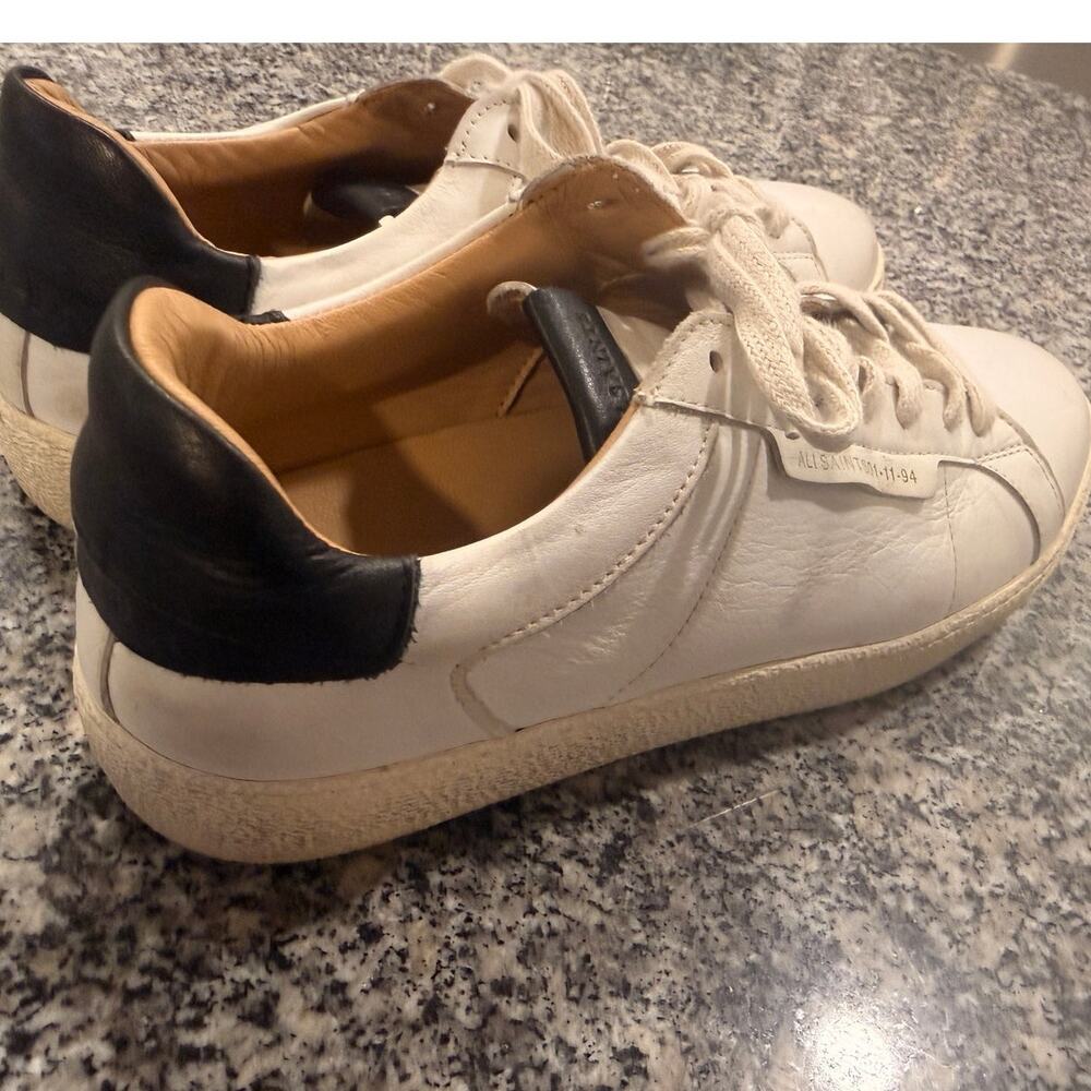 AllSaints White Leather Low-Top Sneakers Size 41 - Picture 3 of 9